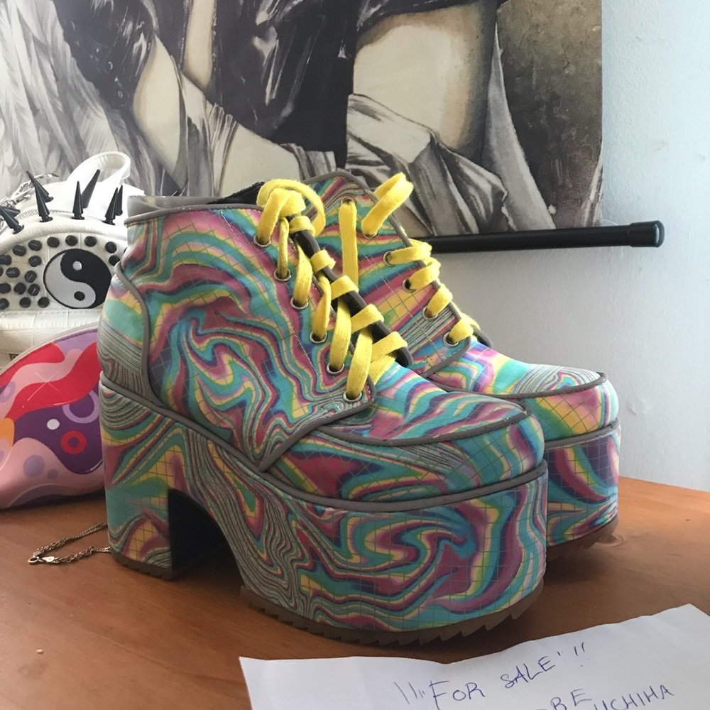 COPY - Dolls kill current mood totally trippin ultra rare reflective boots
